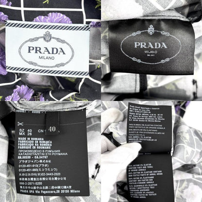 Prada Dress Women's Flower Front Zip Pleated Dress Apparel Clothing Long Dress