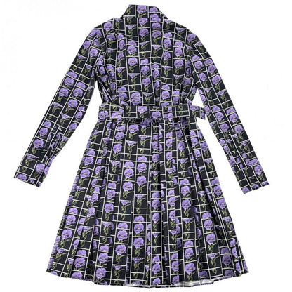 Prada Dress Women's Flower Front Zip Pleated Dress Apparel Clothing Long Dress