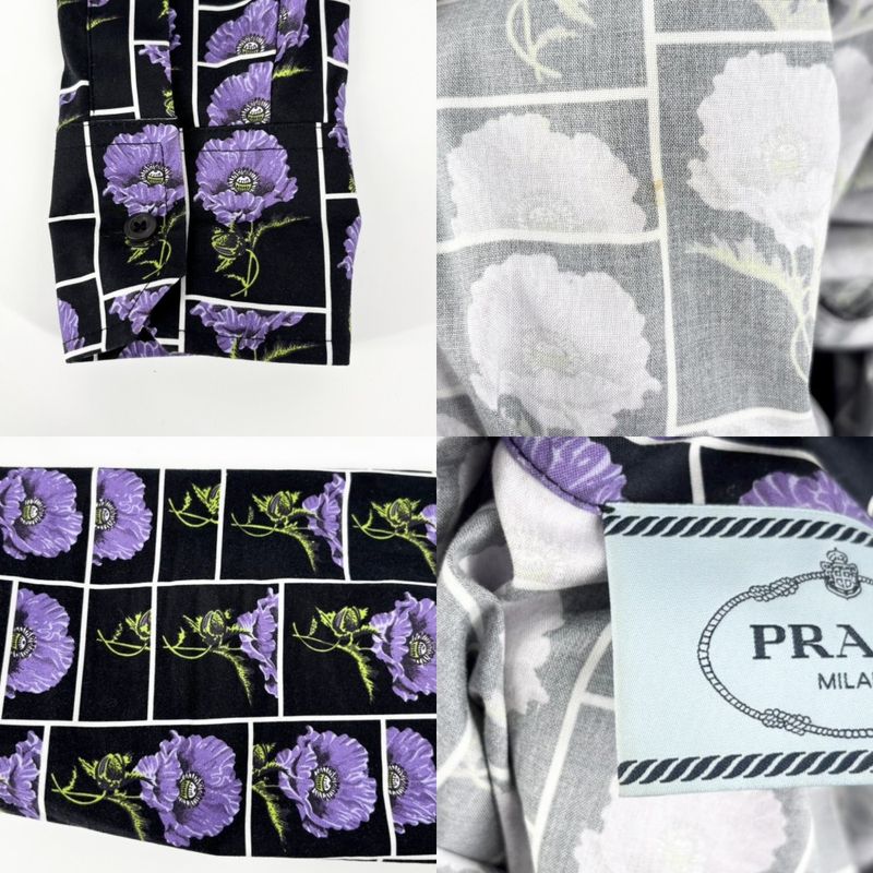 Prada Dress Women's Flower Front Zip Pleated Dress Apparel Clothing Long Dress