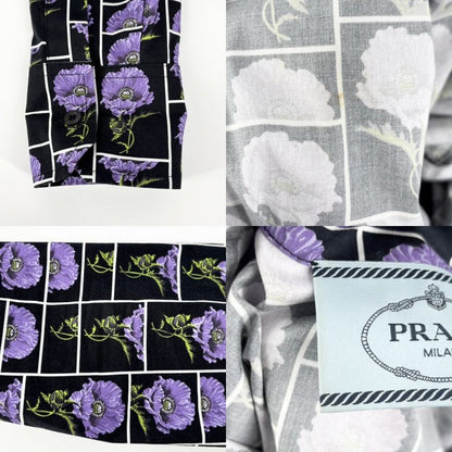 Prada Dress Women's Flower Front Zip Pleated Dress Apparel Clothing Long Dress