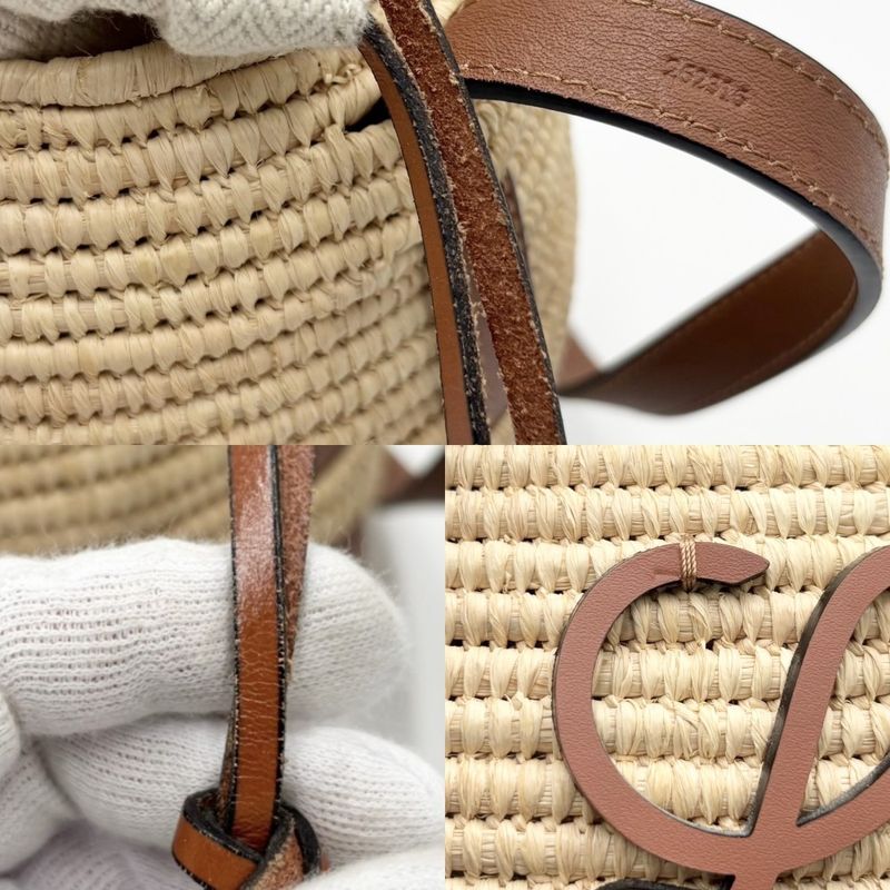 Loewe Shoulder Bag Women's Anagram Beehive Bamboo Bag Basket Shoulder Beige Bag