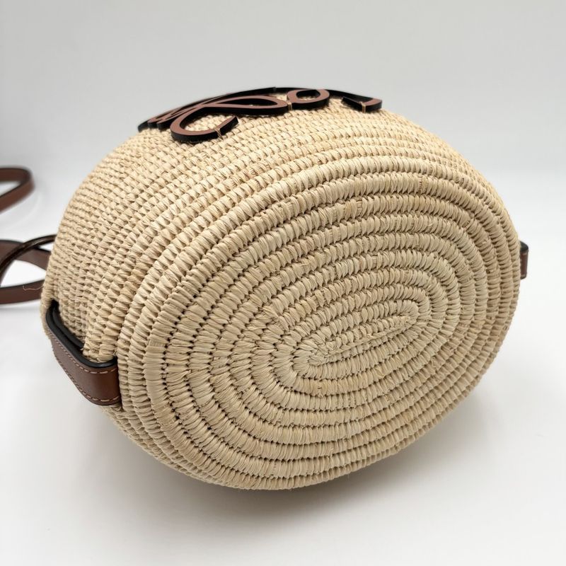 Loewe Shoulder Bag Women's Anagram Beehive Bamboo Bag Basket Shoulder Beige Bag