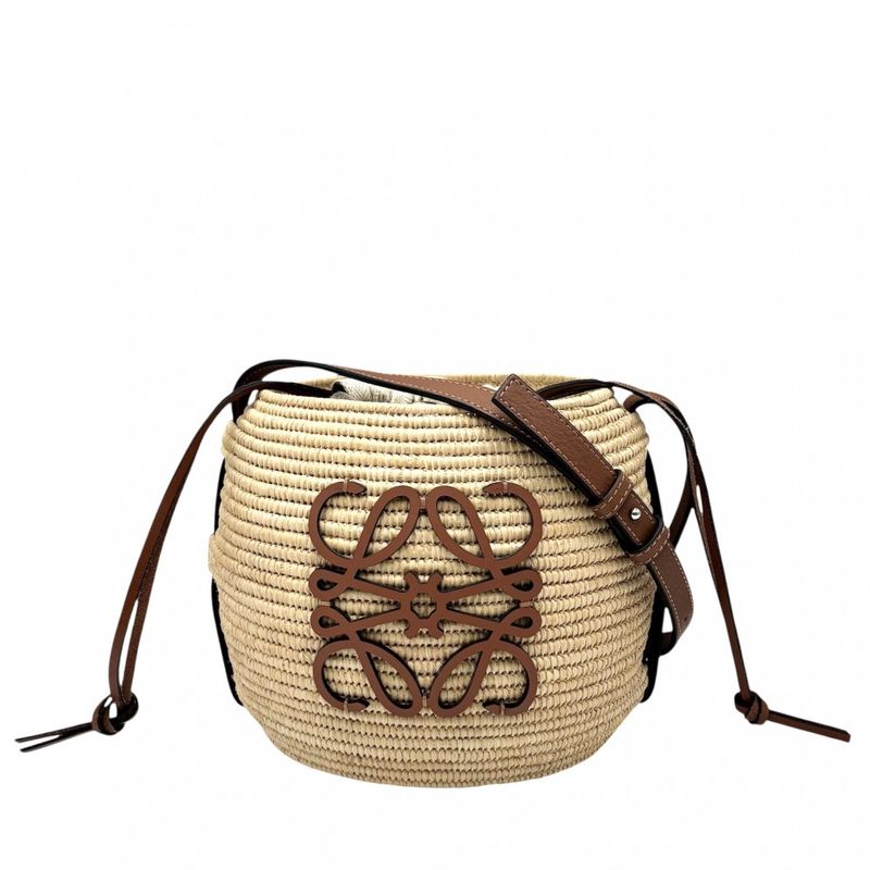 Loewe Shoulder Bag Women's Anagram Beehive Bamboo Bag Basket Shoulder Beige Bag