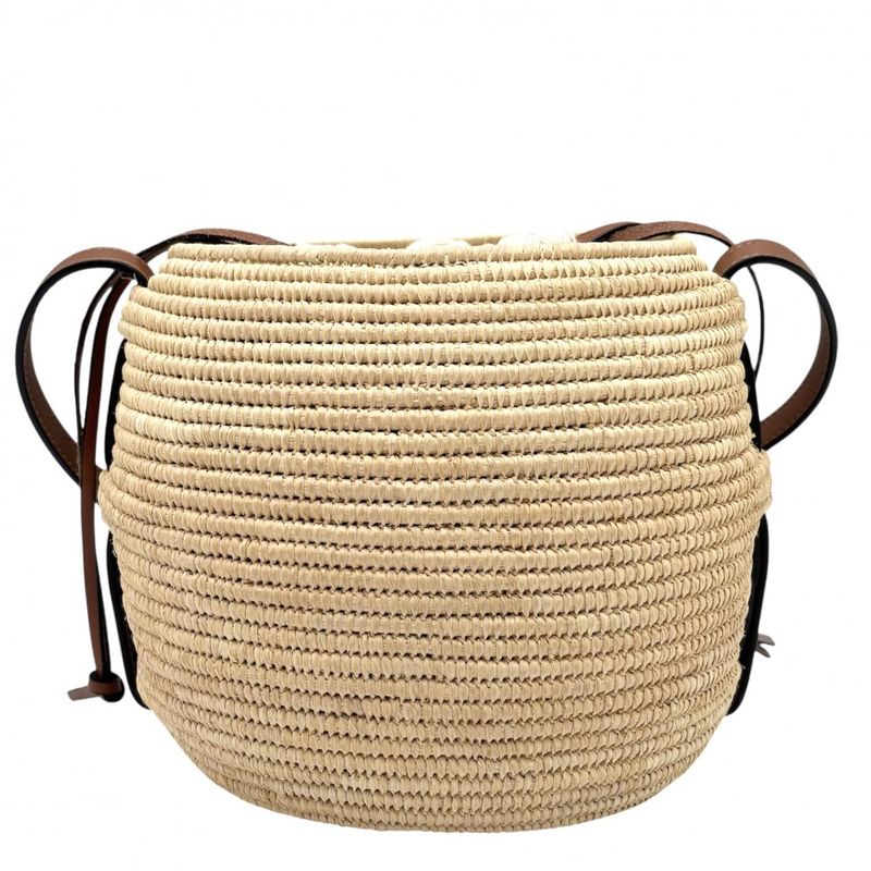 Loewe Shoulder Bag Women's Anagram Beehive Bamboo Bag Basket Shoulder Beige Bag