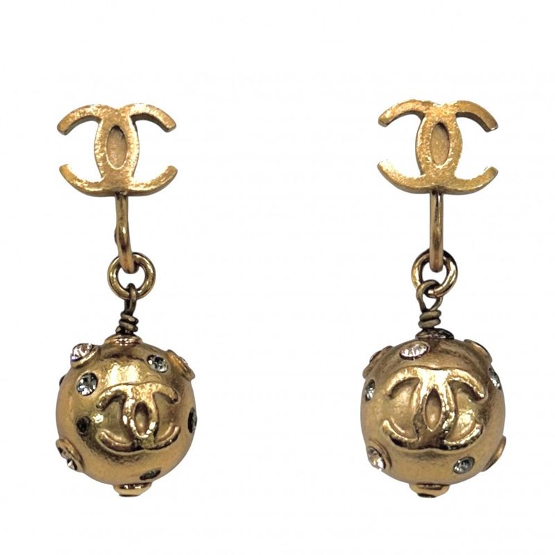 Chanel Earring Ladies Coco Mark Swing Accessory Vintage Chanel GP Rhinestone