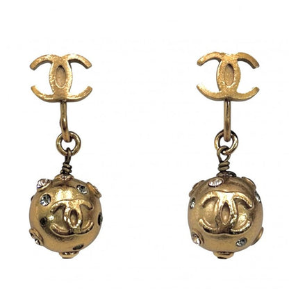 Chanel Earring Ladies Coco Mark Swing Accessory Vintage Chanel GP Rhinestone