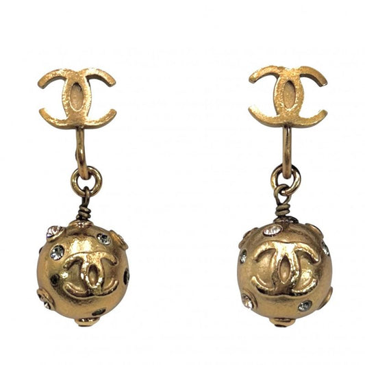 Chanel Earring Ladies Coco Mark Swing Accessory Vintage Chanel GP Rhinestone