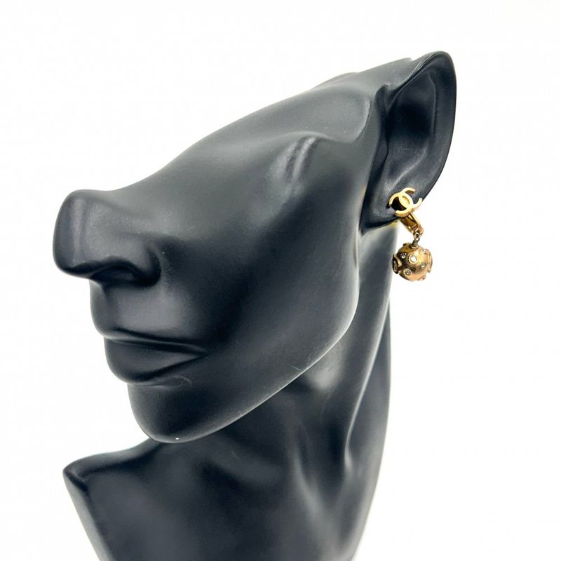 Chanel Single Earring Coco Mark Swing Accessory Vintage GP Rhinestone