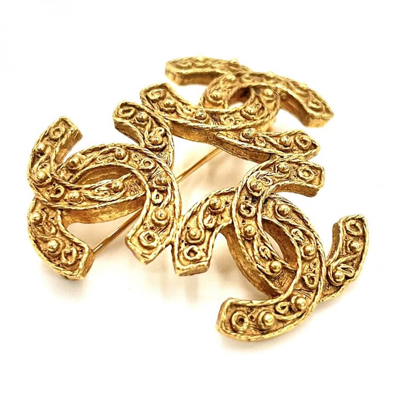 Chanel Brooch Ladies Coco Mark Triple Coco Accessory Chanel GP 04A Gold Approx