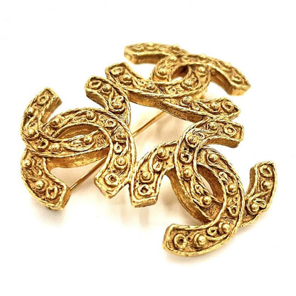 Chanel Brooch Ladies Coco Mark Triple Coco Accessory Chanel GP 04A Gold Approx