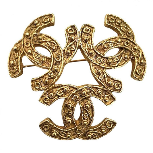 Chanel Brooch Ladies Coco Mark Triple Coco Accessory Chanel GP 04A Gold Approx