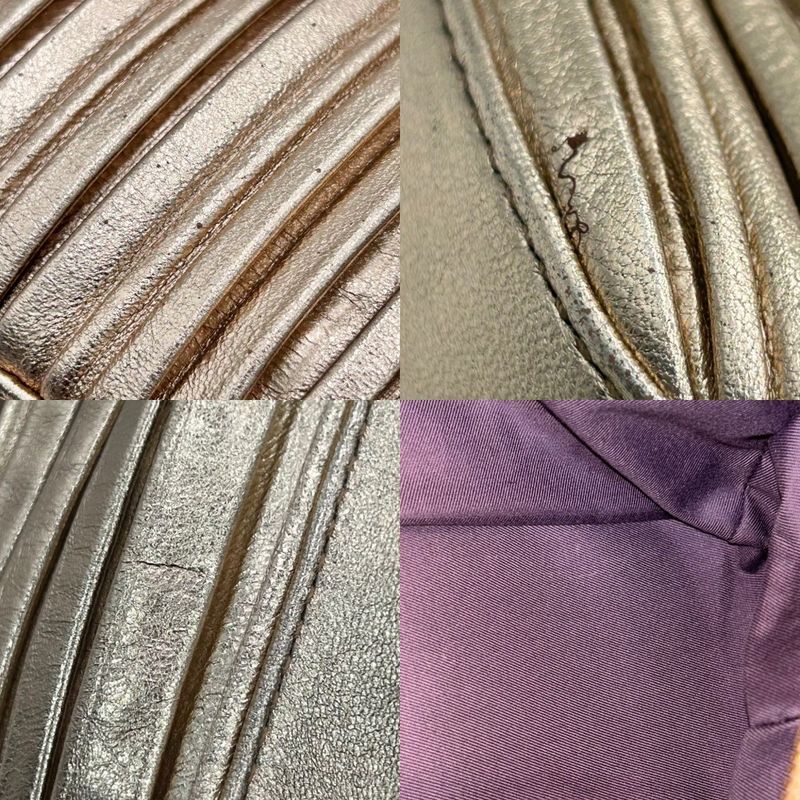 Bulgari Tote Bag Women's Pleated Handbag Motene Bvlgari Leather Gold Hardware