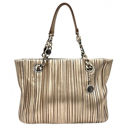 Bulgari Tote Bag Women's Pleated Handbag Motene Bvlgari Leather Gold Hardware