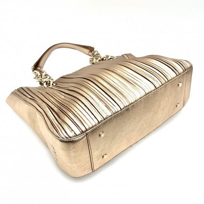 Bulgari Tote Bag Women's Pleated Handbag Motene Bvlgari Leather Gold Hardware