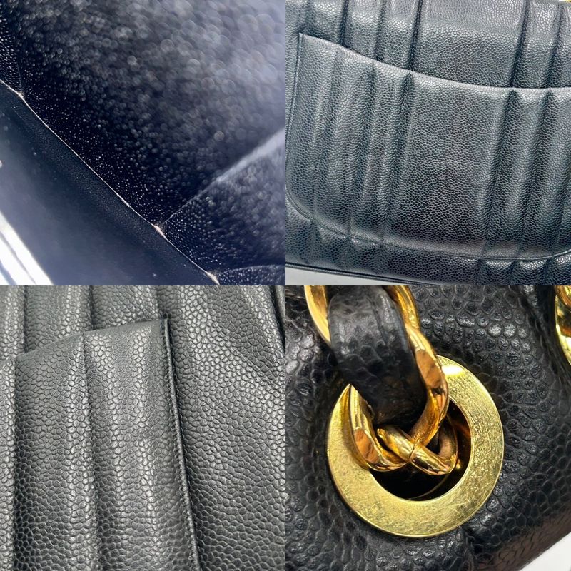 Chanel Shoulder Bag Women's Mademoiselle Coco Mark Double Chain Chanel Caviar