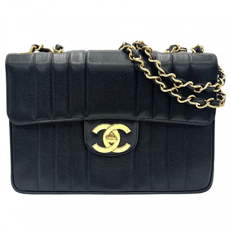 Chanel Shoulder Bag Women's Mademoiselle Coco Mark Double Chain Chanel Caviar