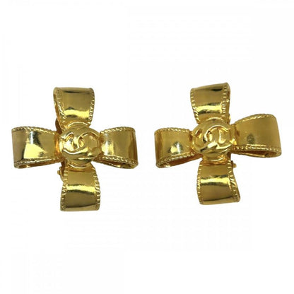 Chanel Earrings Ladies Coco Mark Cross Motif Ribbon Vintage Accessories Chanel