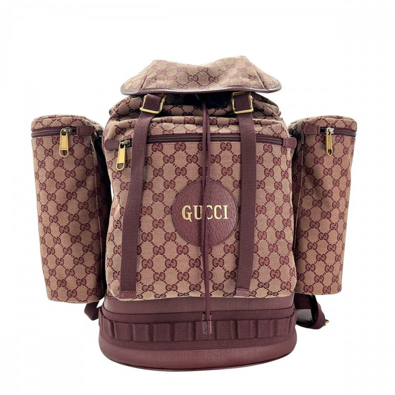 Gucci Backpack Men's Backpack GG Canvas Gucci 562911 Bordeaux Gold Hardware
