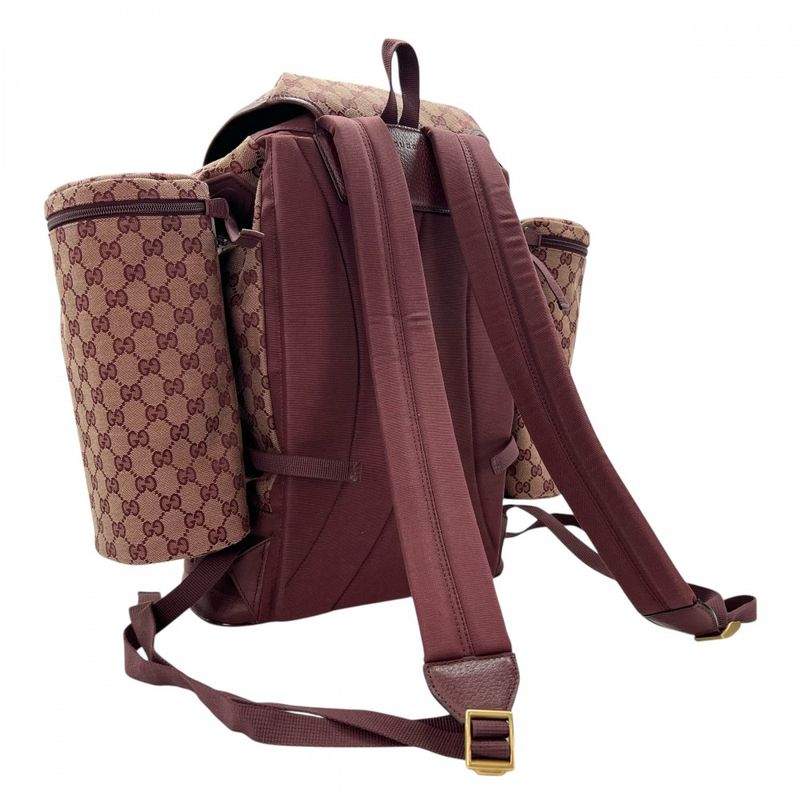 Gucci Backpack Men's Backpack GG Canvas Gucci 562911 Bordeaux Gold Hardware