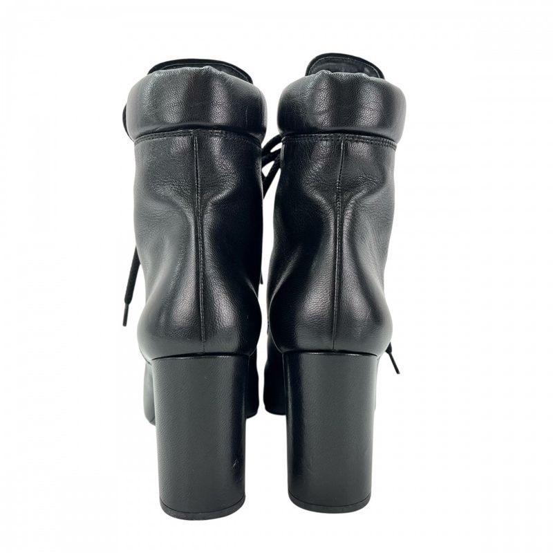 Prada Boots Women's High Heel Lace Up 37 1 2 Prada Leather Black Winter [used]