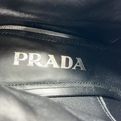 Prada Boots Women's High Heel Lace Up 37 1 2 Prada Leather Black Winter [used]