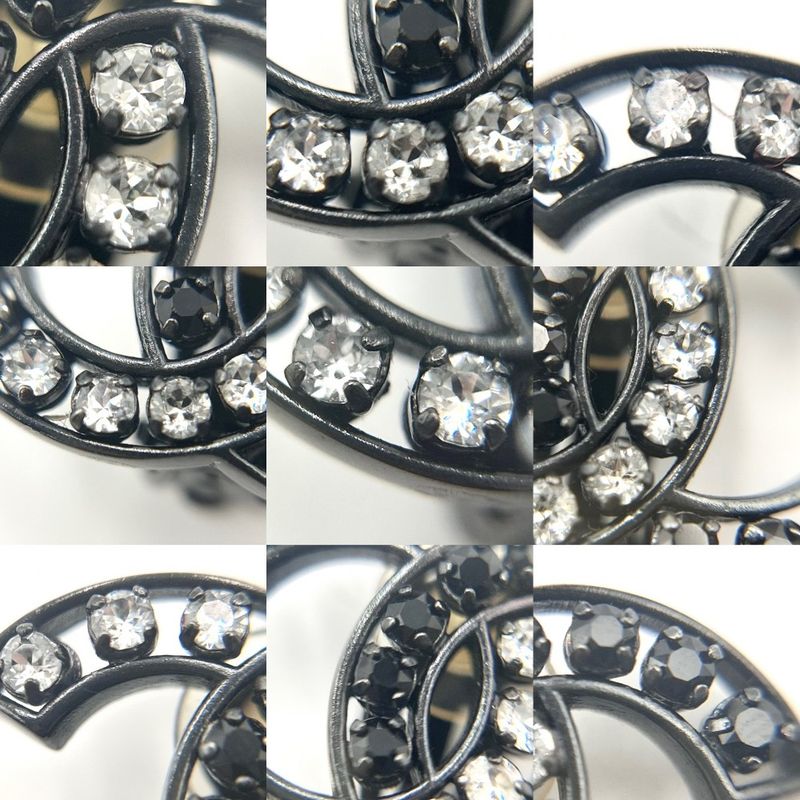 Chanel Earring Women's Coco Mark Accessories Chanel Rhinestone B14B Black Black