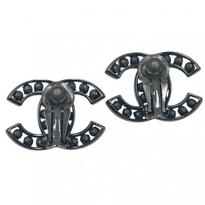 Chanel Earring Women's Coco Mark Accessories Chanel Rhinestone B14B Black Black