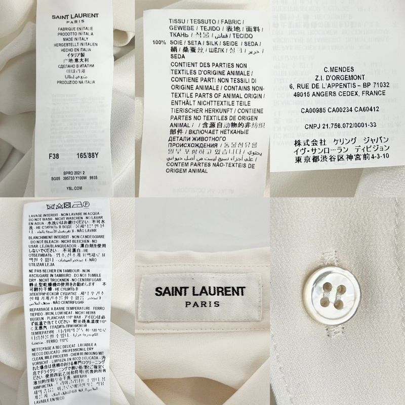 Saint Laurent Paris Long Sleeve Shirt Women's Bow Tie Blouse Tops Apparel