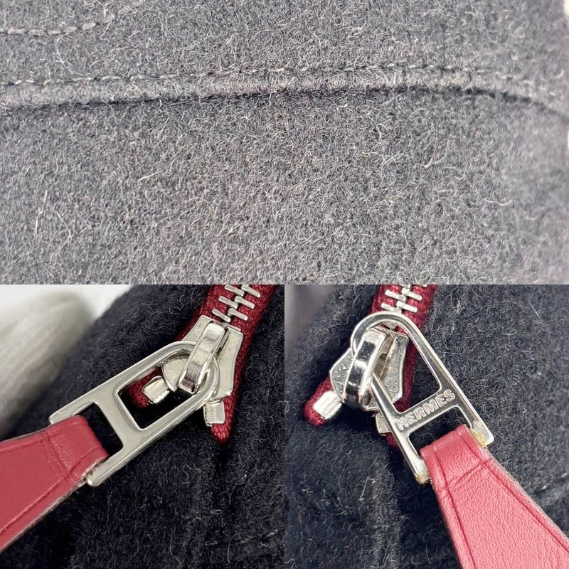 Hermes Pouch Women Bolide Pouch Mini Small Bag Bicolor Hermes Wool Leather
