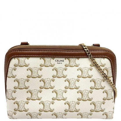 Celine Shoulder Bag Women Triomphe Chain Clutch Celine PVC Coated Canvas