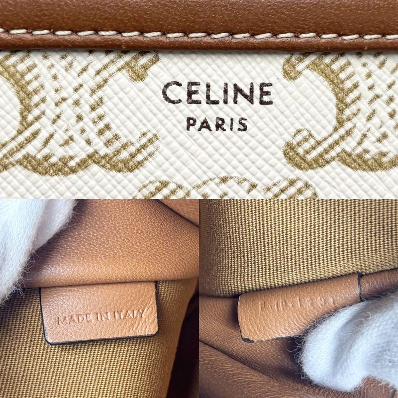 Celine Shoulder Bag Women Triomphe Chain Clutch Celine PVC Coated Canvas