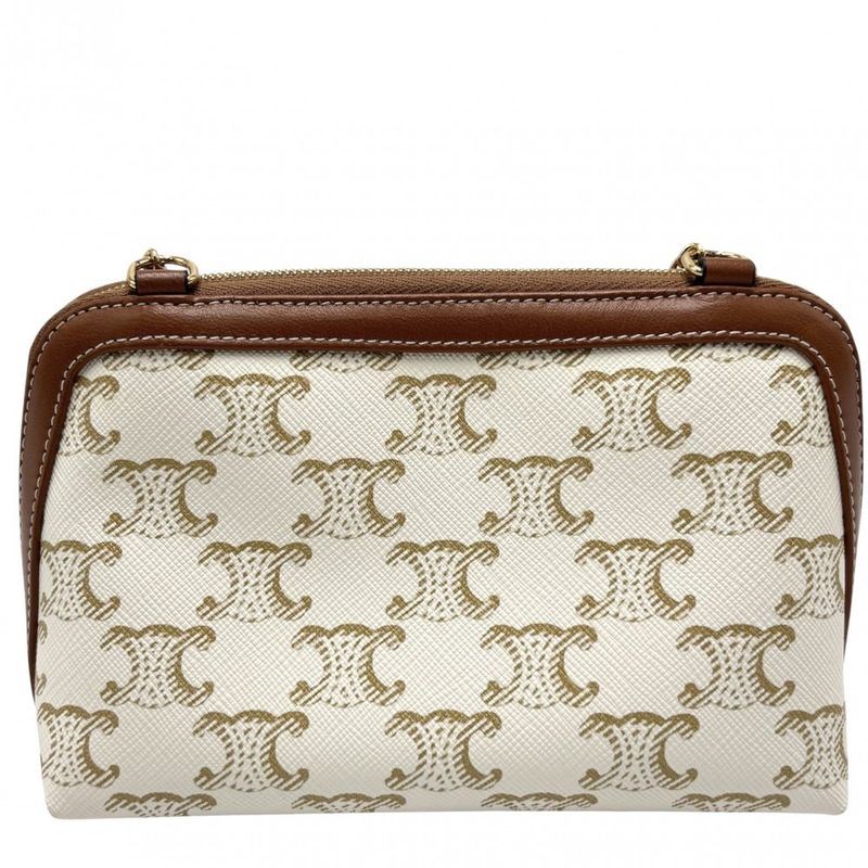 Celine Shoulder Bag Women Triomphe Chain Clutch Celine PVC Coated Canvas