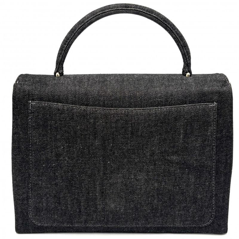 Chanel Handbag Women's Top Handle Coco Mark Turnlock Bag Chanel Denim Black