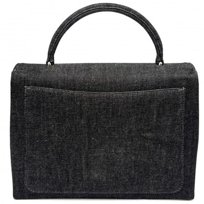 Chanel Handbag Women's Top Handle Coco Mark Turnlock Bag Chanel Denim Black