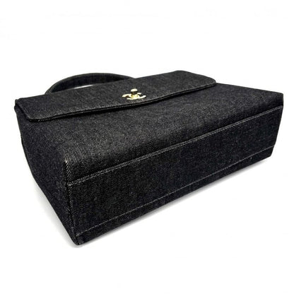 Chanel Handbag Women's Top Handle Coco Mark Turnlock Bag Chanel Denim Black