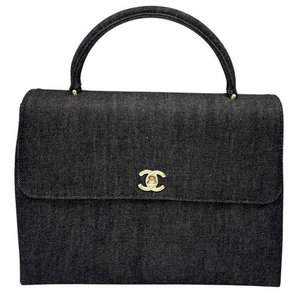 Chanel Handbag Women's Top Handle Coco Mark Turnlock Bag Chanel Denim Black
