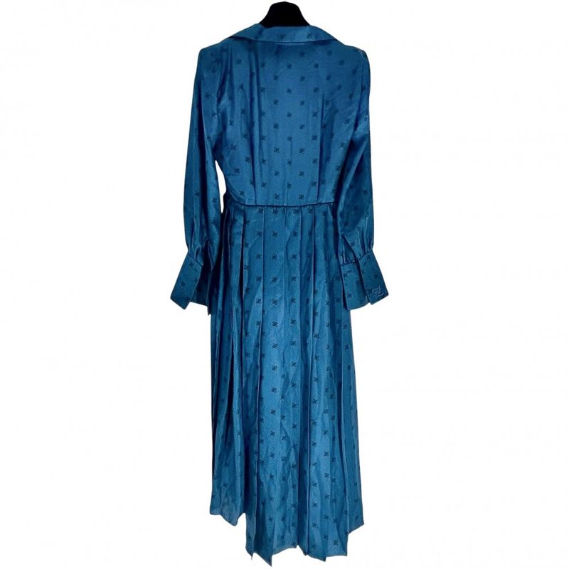 Fendi Dress Women's Pleated Long Sleeve Long Dress Apparel Clothing Fendi 36