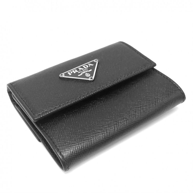 Prada Coin Case Women's Saffiano Triangle Logo Coin Purse Compact Wallet Prada