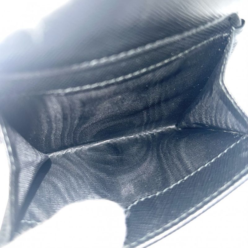 Prada Coin Case Women's Saffiano Triangle Logo Coin Purse Compact Wallet Prada