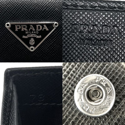 Prada Coin Case Women's Saffiano Triangle Logo Coin Purse Compact Wallet Prada