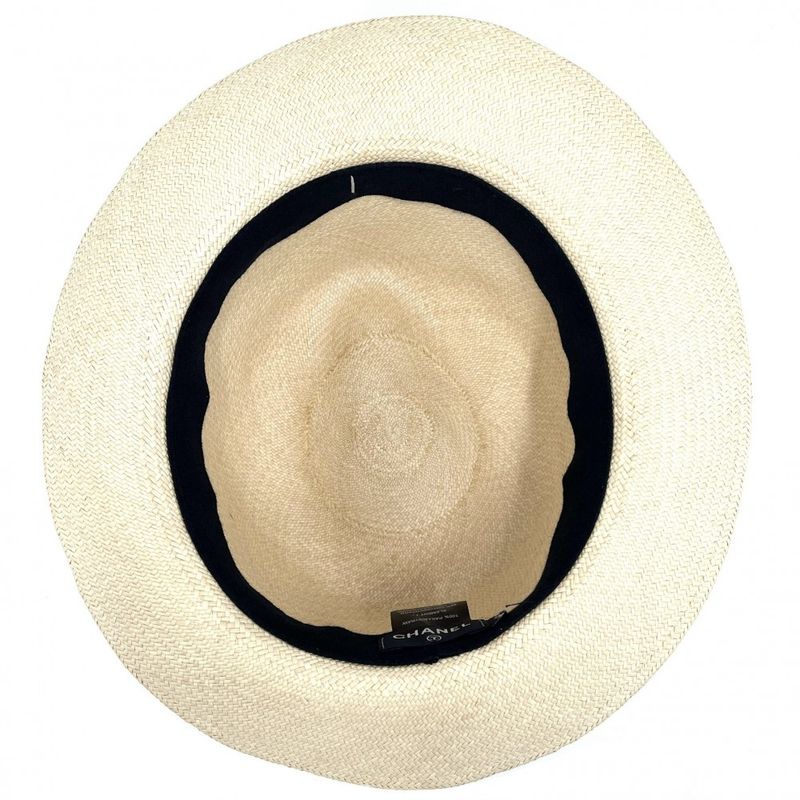 Chanel Hat Women's Coco Mark Fashion Item Hat Ribbon Chanel Straw Beige Black