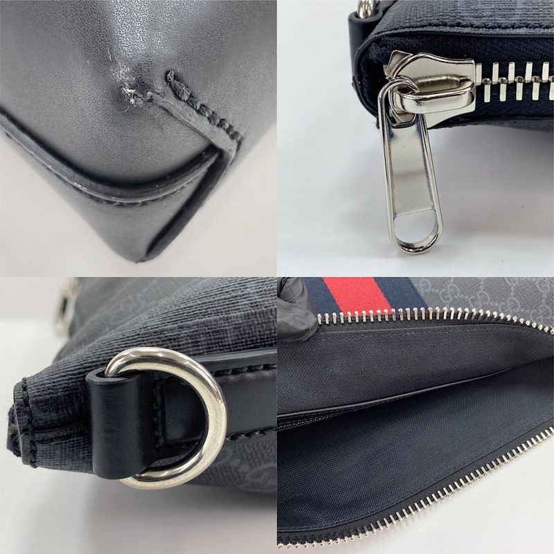 Gucci Shoulder Bag Men's Web Stripe 2WAY Clutch Bag Shoulder Crossbody Sherry