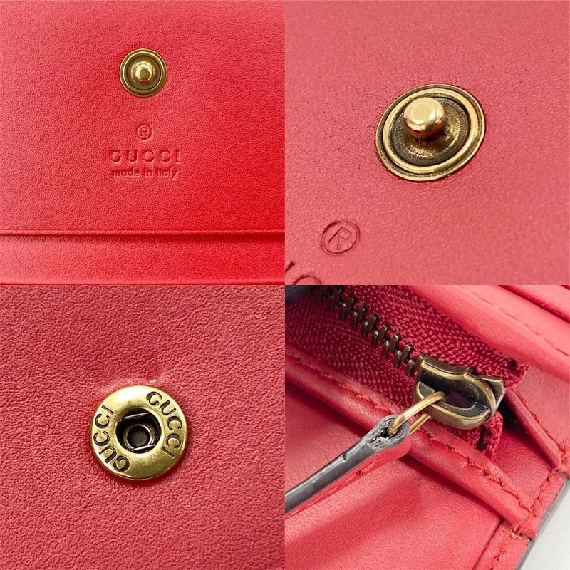 Gucci Bifold Wallet Women's Snap Button GG Supreme Cherry Gucci 476050 Brown