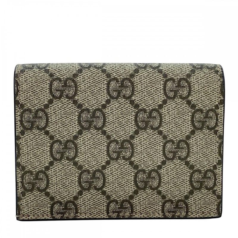 Gucci Bifold Wallet Women's Snap Button GG Supreme Cherry Gucci 476050 Brown