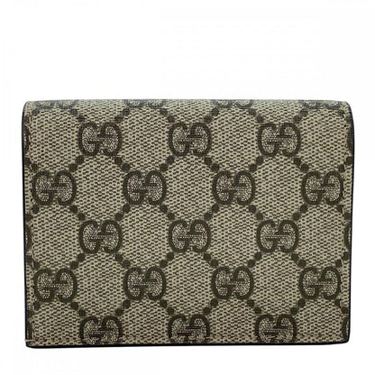 Gucci Bifold Wallet Women's Snap Button GG Supreme Cherry Gucci 476050 Brown