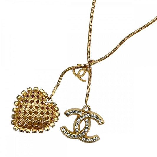 Chanel Necklace Ladies Long Necklace Pendant Coco Mark Heart Accessory Vintage