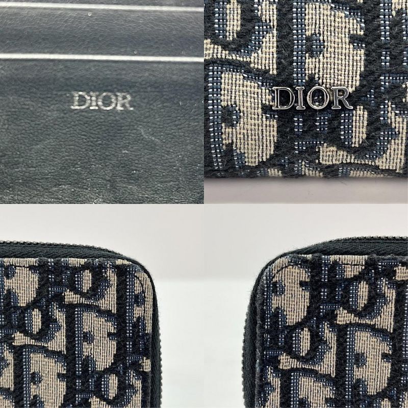 Dior Coin Case Men's Oblique Jacquard Zip Coin Case Round Zipper Coin Case Dior
