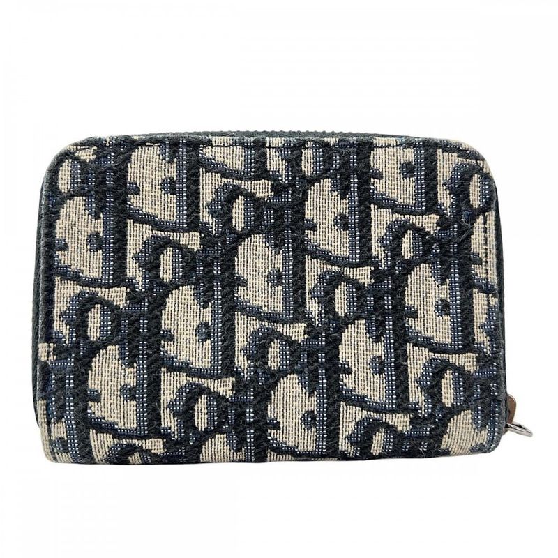 Dior Coin Case Men's Oblique Jacquard Zip Coin Case Round Zipper Coin Case Dior