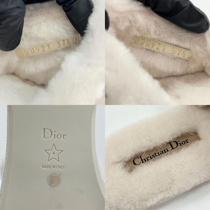 Christian Dior Sandals Women's Logo Line Mouton Slipper Boa Mule