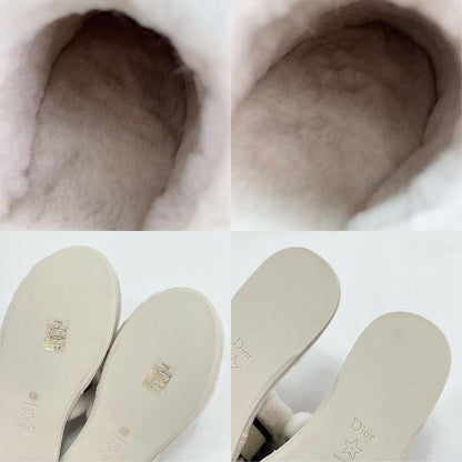 Christian Dior Sandals Women's Logo Line Mouton Slipper Boa Mule